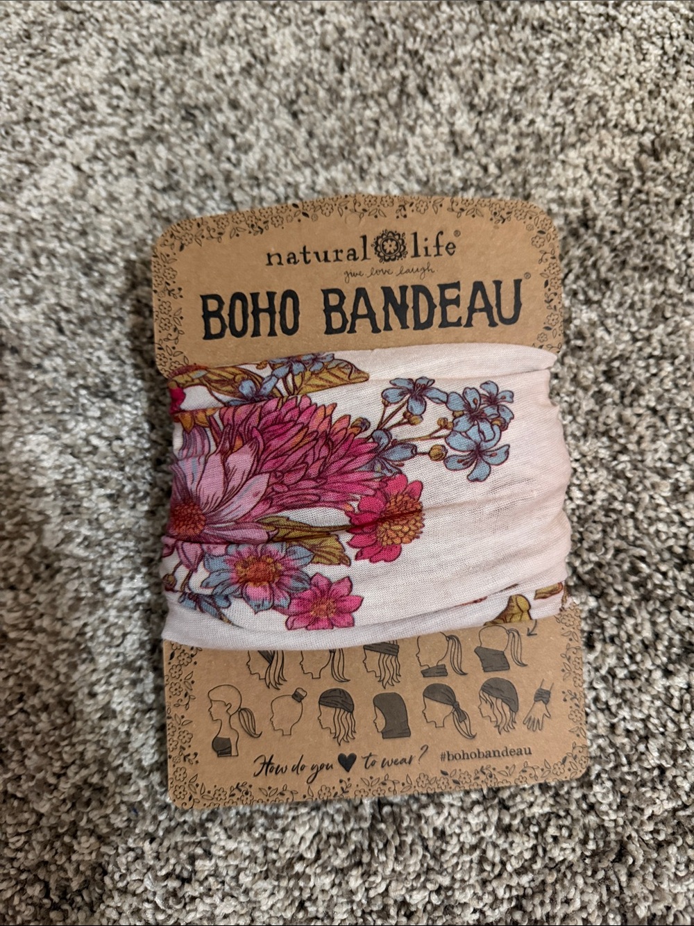 NATURAL LIFE Pink and Blue Floral Boho Bandeau Headband